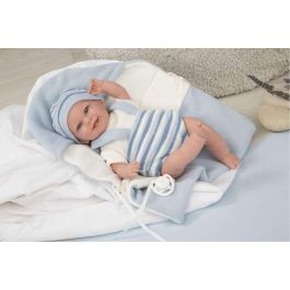 Muñecas Arias Muñeca Elegance Babyto Azul con Manta, Incluye Chupete (Muñeco de Peso), 35 cm