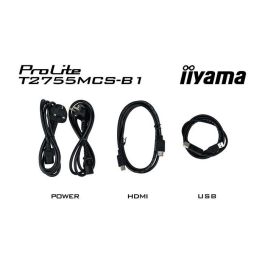 MONITOR IIYAMA 27" IPS BONDED PCAP 10P TOUCH, 1920X1080, FLAT BEZEL FREE GLASS FRONT, HDMI, DISPLAYPORT, 360CD/M², USB HUB 2X 3.2, SPEAKERS, BUILT-IN WEBCAM & MICROPHONE, BOOKSTAND (T2755MSC-B1) MONITOR IIYAMA 27" IPS BONDED PCAP 10P TOUCH, 1920X1080, FLAT BEZEL FREE GLASS FRONT, HDMI, DISPLAYPORT, 360CD/M², USB HUB 2X 3.2, SPEAKERS, BUILT-IN WEBCAM & MICROPHONE, BOOKSTAND (T2755MSC-B1)
