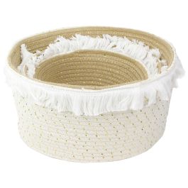 Home Deco Factory Juego de 3 Cestas Thai con Flecos Decoración Hogar Mirage