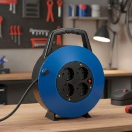 Phasak BN 3411 Regleta Enrollable 4 Tomas de Corriente Cable 10m Azul