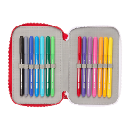 Plumier Triple Sevilla Fútbol Club Rojo 12,5 x 19,5 x 5,5 cm 36 Piezas