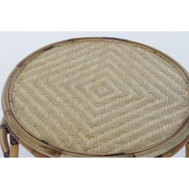 DKD Home Decor Mesita Auxiliar Balines Ratan y Bambu Natural 60 x 42 x 60 cm