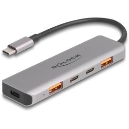 DeLOCK Hub USB 10 Gbps con 2 Puertos USB-A y 2 Puertos USB-C, Conexión USB-C y Power Delivery 95W