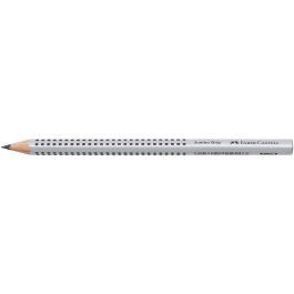 FABER-CASTELL Lápiz Jumbo Grip HB Triangular, Plata, 12 unidades, Mina Resistente a la Rotura