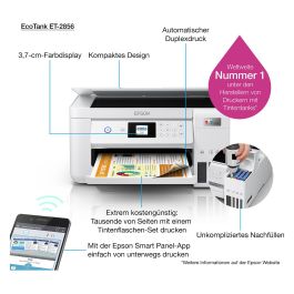 Epson EcoTank ET-2856 Impresora Multifunción A4, Wi-Fi, Inyección de Tinta a Color, Depósito de Tinta