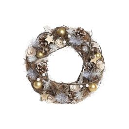 Corona de Navidad DKD Home Decor Natural Dorado Marrón Piñas (34 x 34 x 8 cm) Precio: 17.5000001. SKU: B1JWT49TEV
