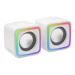 Mars Gaming MSCUBEW Altavoces Gaming 2.0 con Iluminación RGB Active-Flow, 8W, Sonido DSP Espacial, Compactos, USB, Blancos