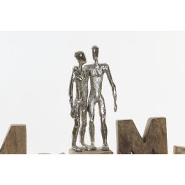 DKD Home Decor Figura Decorativa Mr & Mrs Scandi Marrón Plateado de Madera de Mango y Aluminio 51x7.5x28 cm