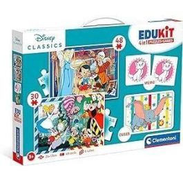 Clementoni - Edukit - Disney - Caja de aprendizaje 4 en 1 - 2 rompecabezas, 1 nota, 1 juego de 6 cubos - Hecho en Italia - A partir de 4 años Clementoni - Edukit - Disney - Caja de aprendizaje 4 en 1 - 2 rompecabezas, 1 nota, 1 juego de 6 cubos - Hecho en Italia - A partir de 4 años