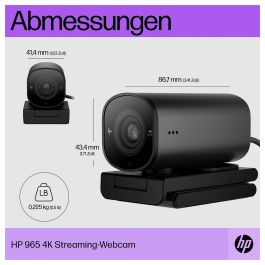 HP 965 Cámara Web Streaming 4K 8 MP, 3840 x 2160 Pixeles, USB