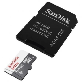 SanDisk Tarjeta de Memoria microSDXC Ultra 64GB Clase 10 100MB/s Adaptador SDSQUNR-064G-GN3MA