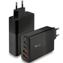 NGS Cargador Pared GaN BUD100W 100W 4 Puertos USB-C PD/PPS y USB-A QC 3.0 Carga Rápida para Smartphones Tablets y Portátiles