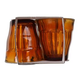 Duralex Set de 4 Vasos "Picardie" 25 cl / 0.25 L, Vidrio Templado Ámbar, Dimensiones 8.7 x 8.7 x 9 cm (12 Cajas)