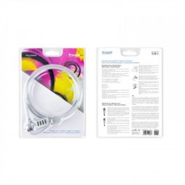 TOOQ CABLE DE SEGURIDAD T-LOCK CON COMBINACION PARA PORTATILES - BLOQUEO DE 4 DIGITOS - ACERO 4.5MM - LONGITUD 1.50M