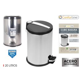 Confortime Cubo de Basura de Metal con Pedal, 20 Litros, 30 x 45 x 37 cm
