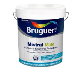 Bruguer Pintura plástica blanca mate 4 l para interior y exterior 5586674 - Máxima blancura, óptima cubrición, cobertura 10-12m²/l
