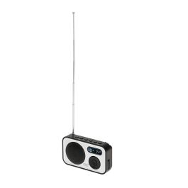 Adler Radio digital PLL AM/FM AD1906 con sintonización automática, pantalla LCD, reloj y alarma, USB-C/Batería, 12,5 x 3 x 7,5 cm