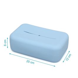 Kiokids Porta Toallitas de Silicona Azul para Bebés 0+ Meses - Dispensador Recargable, Acceso Superior e Inferior para Toallitas Húmedas