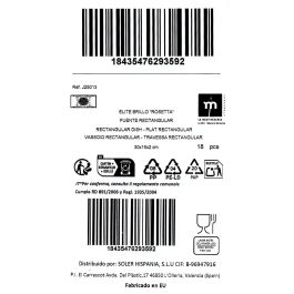 La Mediterranea Fuente Rectangular Rosetta 30 x 15 cm (18 Unidades)