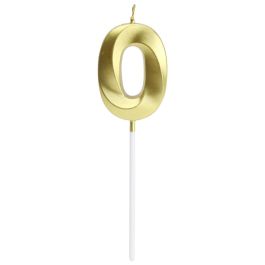 Party Time Vela de Aniversario Cifra 0 Oro 3,5x0,7 cm h.13 cm
