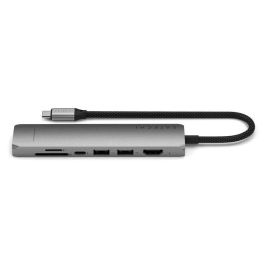 Satechi Adaptador Multi-puerto USB-C Slim 7-en-1 con Ethernet, HDMI 4K@60Hz, Lector SD/MicroSD, 2x USB-A, Carga PD 100W, 10Gbps, Gris Espacial