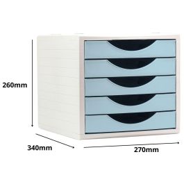 Archivo 2000 Módulo Organizador Ecogreen 5 Cajones 340x270x260 Reciclado Azul Pastel Sobremesa