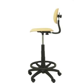 Piqueras y Crespo Taburete de Trabajo T32, Giratorio y Regulable en Altura, Ergonómico con Asiento y Respaldo de Madera Haya