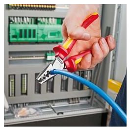 Knipex 97 78 180 Alicates de crimpar para punteras huecas, herramienta combinada de acero y plástico, 0.25-1.6 cm