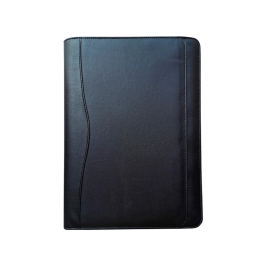 Q-connect Carpeta Portafolios Cremallera sin Anillas con Calculadora y Bolsa para Móvil, Negro, Plástico, 260x355 mm