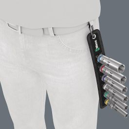 Wera 05004565001 Juego de Enchufes Belt C Deep 1, 1/2", Métrico 10, 13, 15, 16, 17, 19 mm, 6 Piezas con Estuche