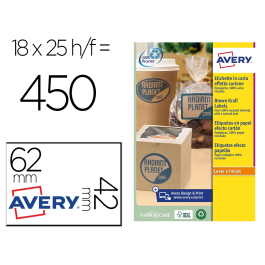 Avery Etiquetas Adhesivas Kraft Efecto Cartón Rectangular 62x42 mm Removible para Láser Ink-jet Caja 160 Unidades Precio: 15.49999957. SKU: B1AD9T5W9K