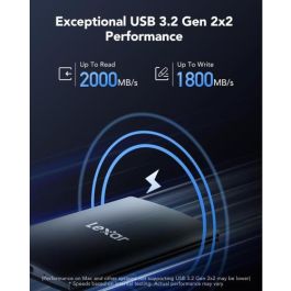 Lexar SL500 SSD Externo 1TB, USB3.2 Gen2x2, hasta 2000MB/s lectura, 1800MB/s escritura, compatible con iPhone15/Mac/PS5/XBOX, LSL500X001T-RNBNG