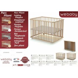 WEBABY AT43294452709438 Parque Plegable Rectangular CALI 70x100 cm hasta 24 Meses Madera Haya Cruda