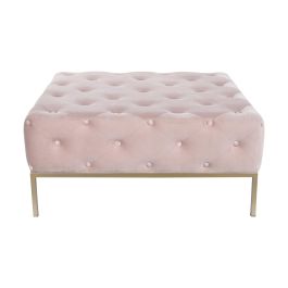 DKD Home Decor Descalzadora Rosa Dorado 100x45x100 cm Poliester Metal Capitone