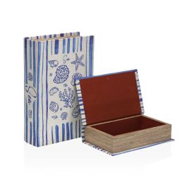 Caja Decorativa Versa Lienzo Madera MDF Libro Caja Decorativa Versa Lienzo Madera MDF Libro