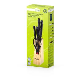 San Ignacio Juego de cuchillos 7 piezas acero inoxidable con tijeras y bloque de madera