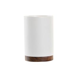 DKD Home Decor Vaso Basicos Blanco Marron Resina Acacia 2 Unidades 7 x 10.6 x 7 cm