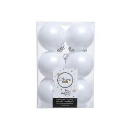 Decoris Caja de 12 bolas blancas decorativas para árbol de navidad Ø6cm