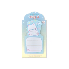 Imaginovo Bloc notas adhesivas oso con soporte 20 hojas azul 60x125 mm