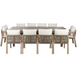 DKD Home Decor Mesa Comedor Terraza Jardín 10 Comensales 11 Piezas con Cojines Marrón Beige 260x100x76 cm Desmontable DKD Home Decor Mesa Comedor Terraza Jardín 10 Comensales 11 Piezas con Cojines Marrón Beige 260x100x76 cm Desmontable