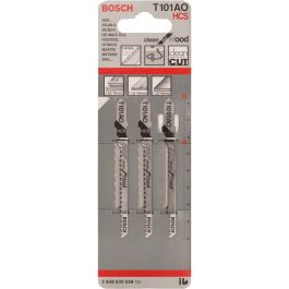 Bosch T 101AO - Hojas de Sierra de Vaivén para Madera Contrachapada y Blanda, Acero HCS, 3 Unidades