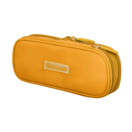 Liderpapel Estuche Portatodo Color Pop con Compartimento Extensible, 2 Cremalleras, Amarillo, 230x60 mm