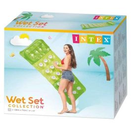 Intex Colchoneta hinchable con reposacabeza, 188 x 71 cm, colores surtidos, transparente con fondo colorido, 18 alojamientos posavasos Intex Colchoneta hinchable con reposacabeza, 188 x 71 cm, colores surtidos, transparente con fondo colorido, 18 alojamientos posavasos