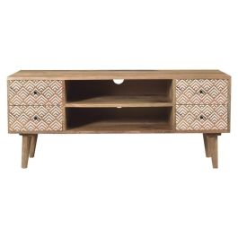 DKD Home Decor Mueble TV Boho Natural Blanco 135 x 40 x 55 cm Precio: 403.49999954. SKU: S3044313