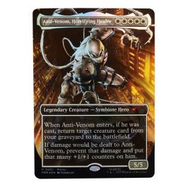 Hasbro Figura Agent Anti-Venom Spider-Man Marvel 15cm con Accesorios y Carta Metalizada Magic The Gathering