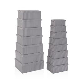 Juego de Cajas Decorativas Versa Gris Cartón (15 Piezas) Juego de Cajas Decorativas Versa Gris Cartón (15 Piezas)