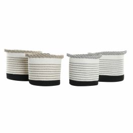 Cesta Boho DKD Home Decor Blanco Gris 30 x 30 x 30 cm Set de 2 (2 Unidades)