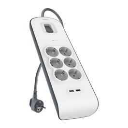 Belkin Regleta de Sobrecorriente BSV604VF2M-V2, 6 Tomas AC + 2 Puertos USB-A 2.4A, Protección contra Sobretensiones, Botón ON/OFF, Gris y Blanco Precio: 30.50000052. SKU: B1DSNTGSGJ
