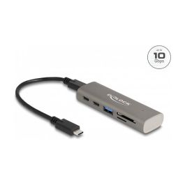 DELOCK Concentrador USB 10 Gbps 3 Puertos con Lector de Tarjetas SD y Micro SD, USB 3.2 Gen 1 Tipo-C y Tipo-A, Hasta 10000 Mbit/s, Color Gris, Carcasa de Metal Precio: 48.9687. SKU: B18D7PE4XP