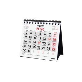 Finocam XXS-110x100 mm Mv Neutro Calendario de Sobremesa Anual Números Grandes 2026, con Espiral Doble